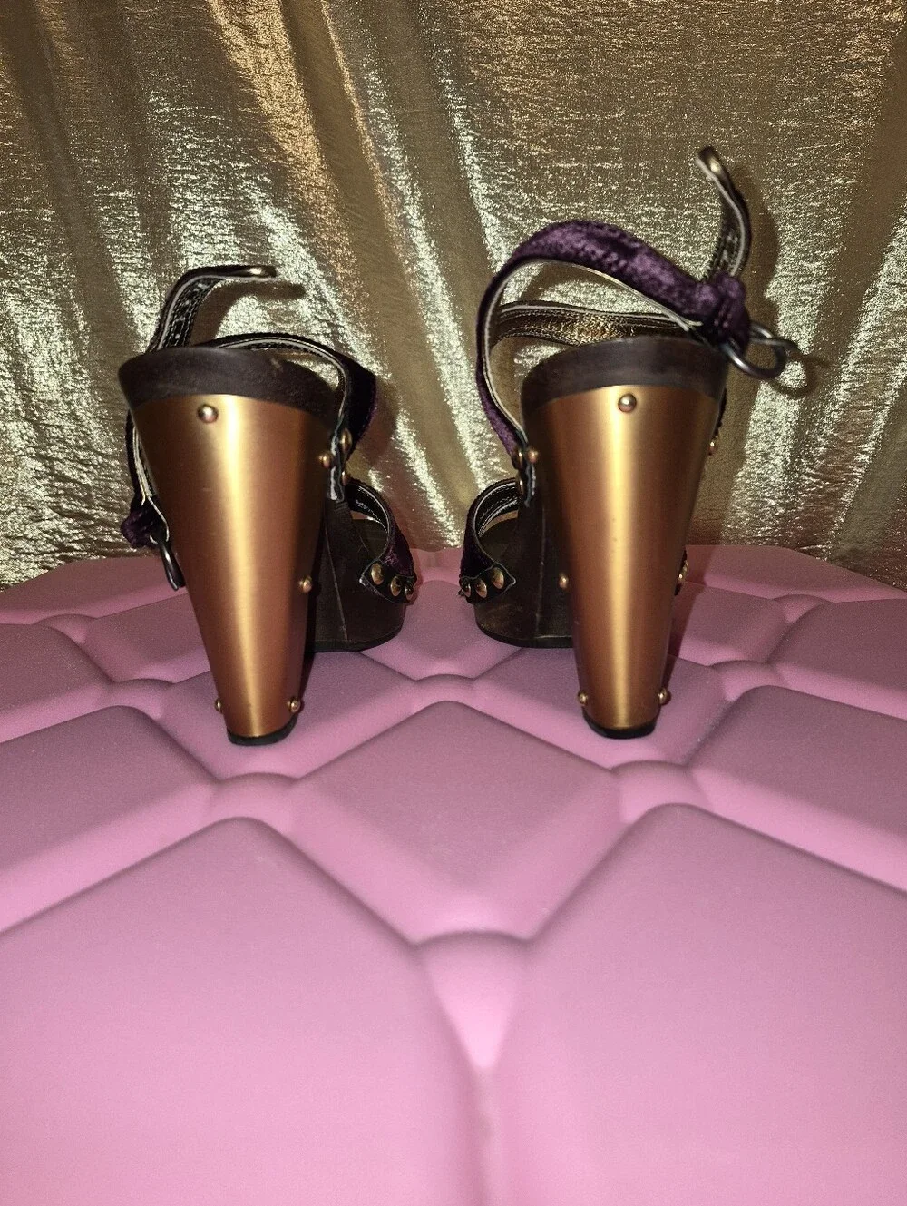 Miu Miu Deep Plum Velvet Platform Sandals
